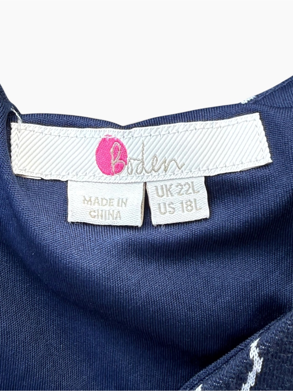 Boden Newlyn Jacquard Navy Dress with White Vine Print - Picture 3 of 6